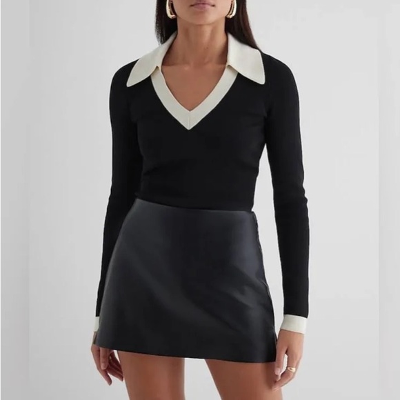 Faux Leather Mini Skort - Picture 2 of 6